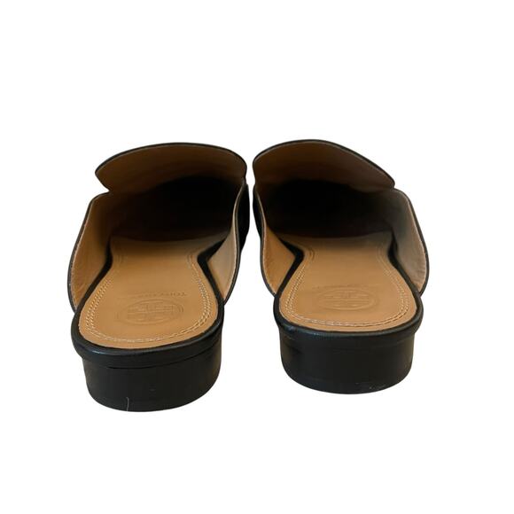 TORY BURCH Black Leather Slip-On Loafer Mules US 8.5 EU 39 - Picture 7 of 16
